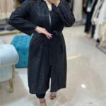 مانتو لمه شاین بیسکویتی مشکی بلند