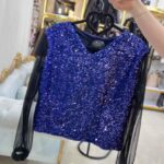 شومیز آبی پولکی ترک