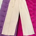 شلوار کمرکش کبریتی کرم