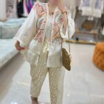 مانتو تمام گلدوزی پایین چین 37160