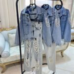 کت جین مروارید دوزی ترک35783