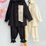 ست مانتو شلوار مکرومه بافی لینن