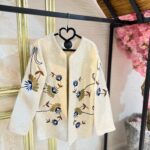 پالتو مزونی لبه مروارید گل آبی39799