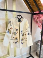 پالتو مزونی لبه مروارید گل آبی39799