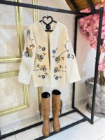 پالتو مزونی لبه مروارید گل آبی39799 - Image 2