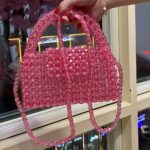 کیف مهره ای صورتی