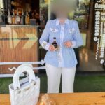 شومیز کتان نخ ابی کمرنگ(45005)۲