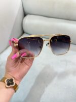 عینک پرادا فریم طلایی بزرگ