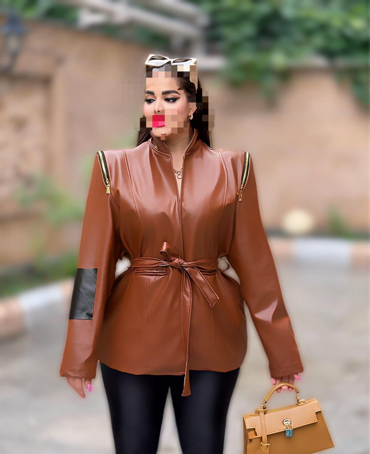 کت چرم سرشانه زیپ45832 - Image 3
