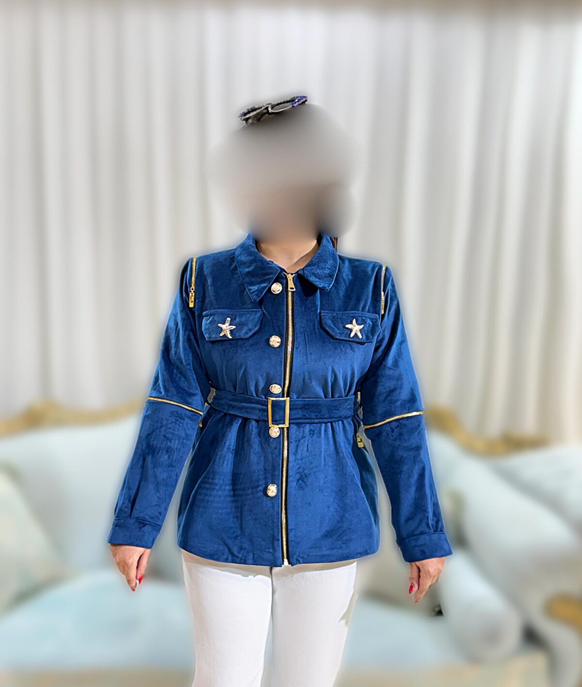 پالتو مخمل ابریشم آستین زیپ46391 - Image 2