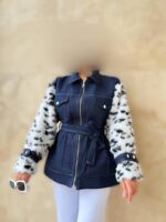 پالتو جین آستین پوست 31754 - Image 2