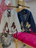 مانتو مغزدوزی پروانه ای 345345 - Image 3